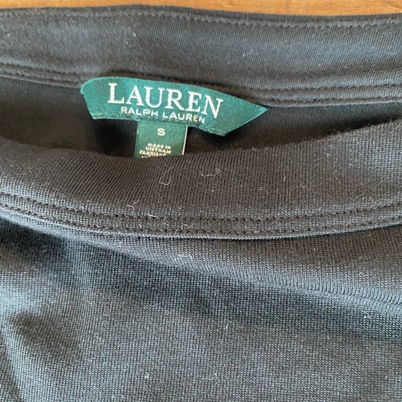 NWT Ralph Lauren black easy 3/4 sleeve dress with X decorative on arm. Sz S - Picture 3 of 6